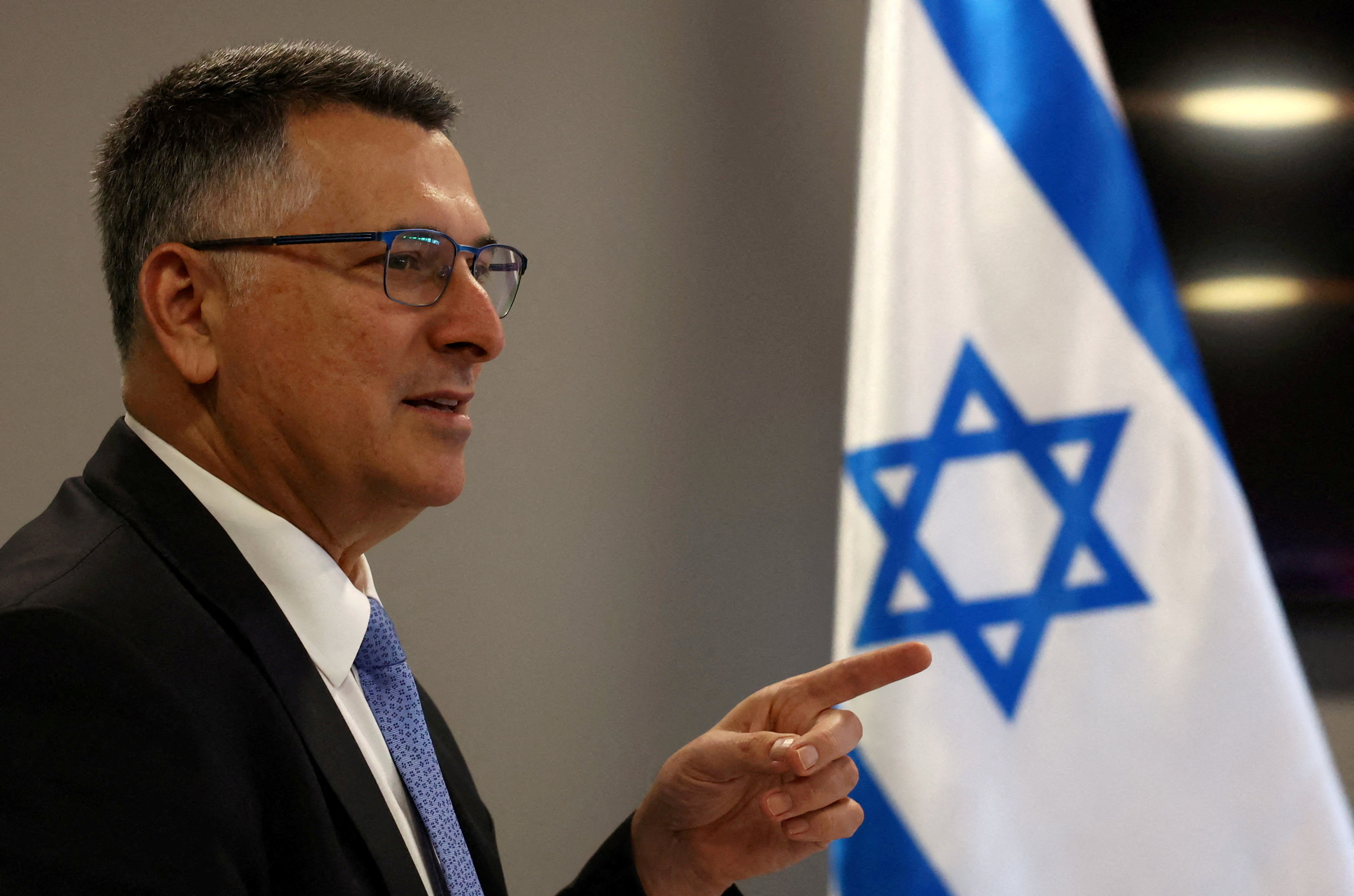 FILE PHOTO: Israeli Foreign Minister Saar speaks during a meeting with Hungarian Foreign Minister Szijjarto in Budapest