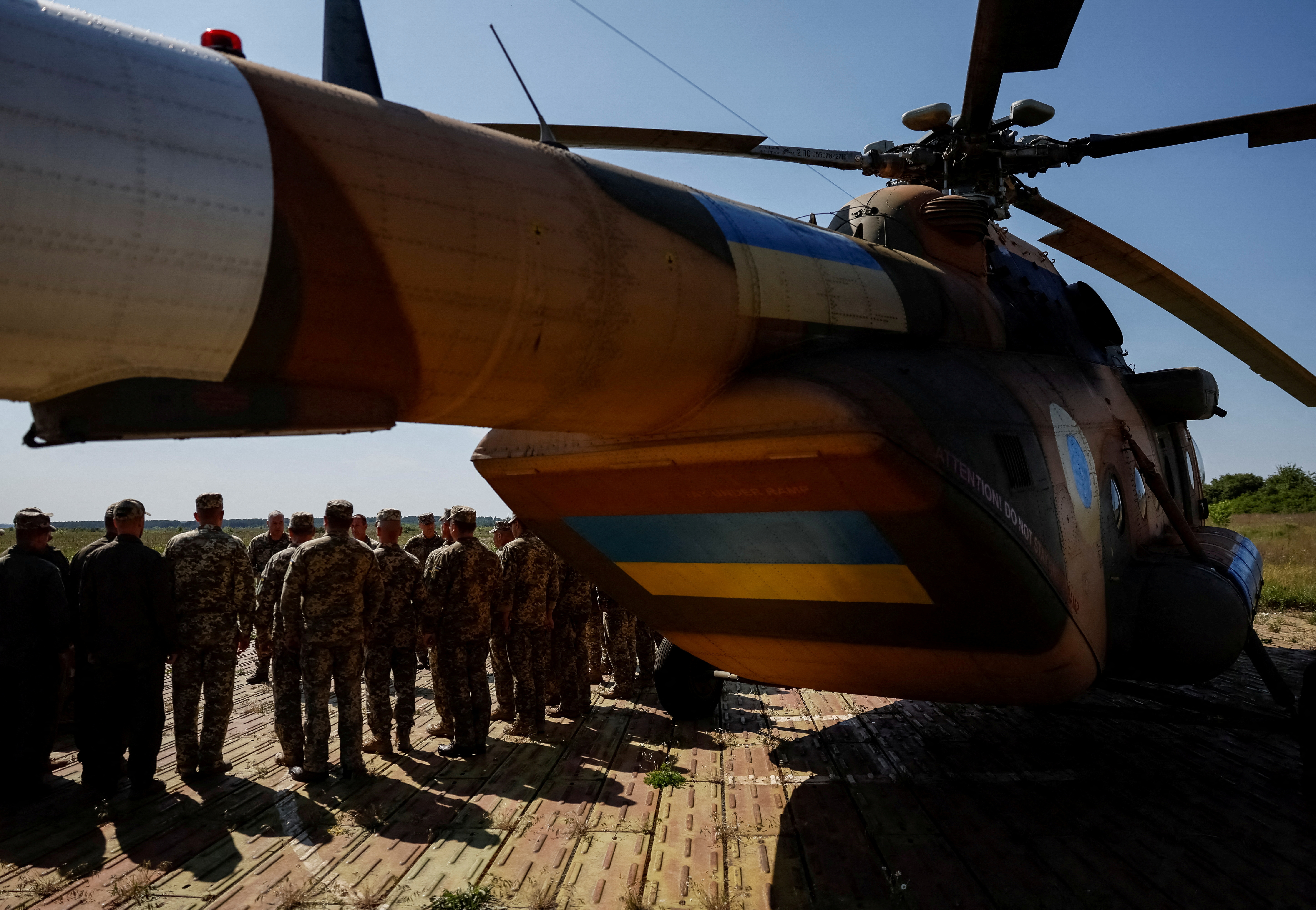 Ukrainian military helicopters during military drills in the north of Ukraine
