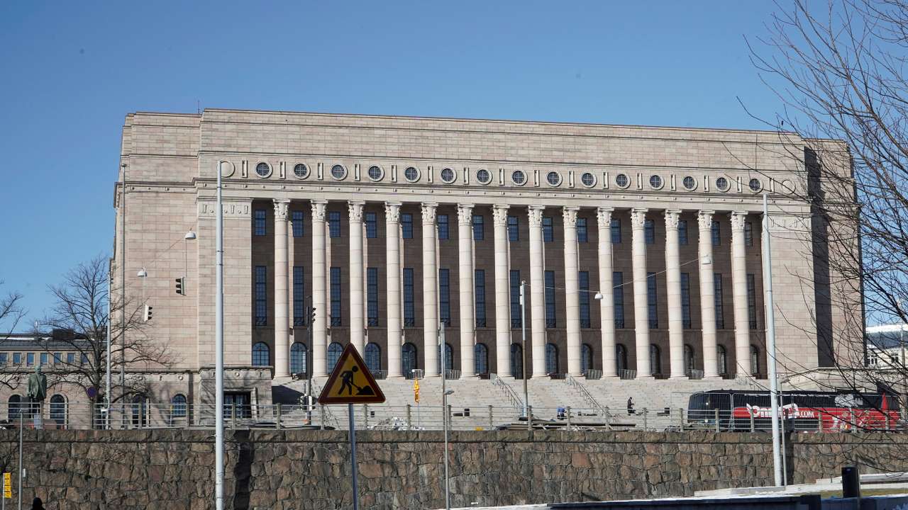 FILE PHOTO: A general view of the Parliament House in Helsinki