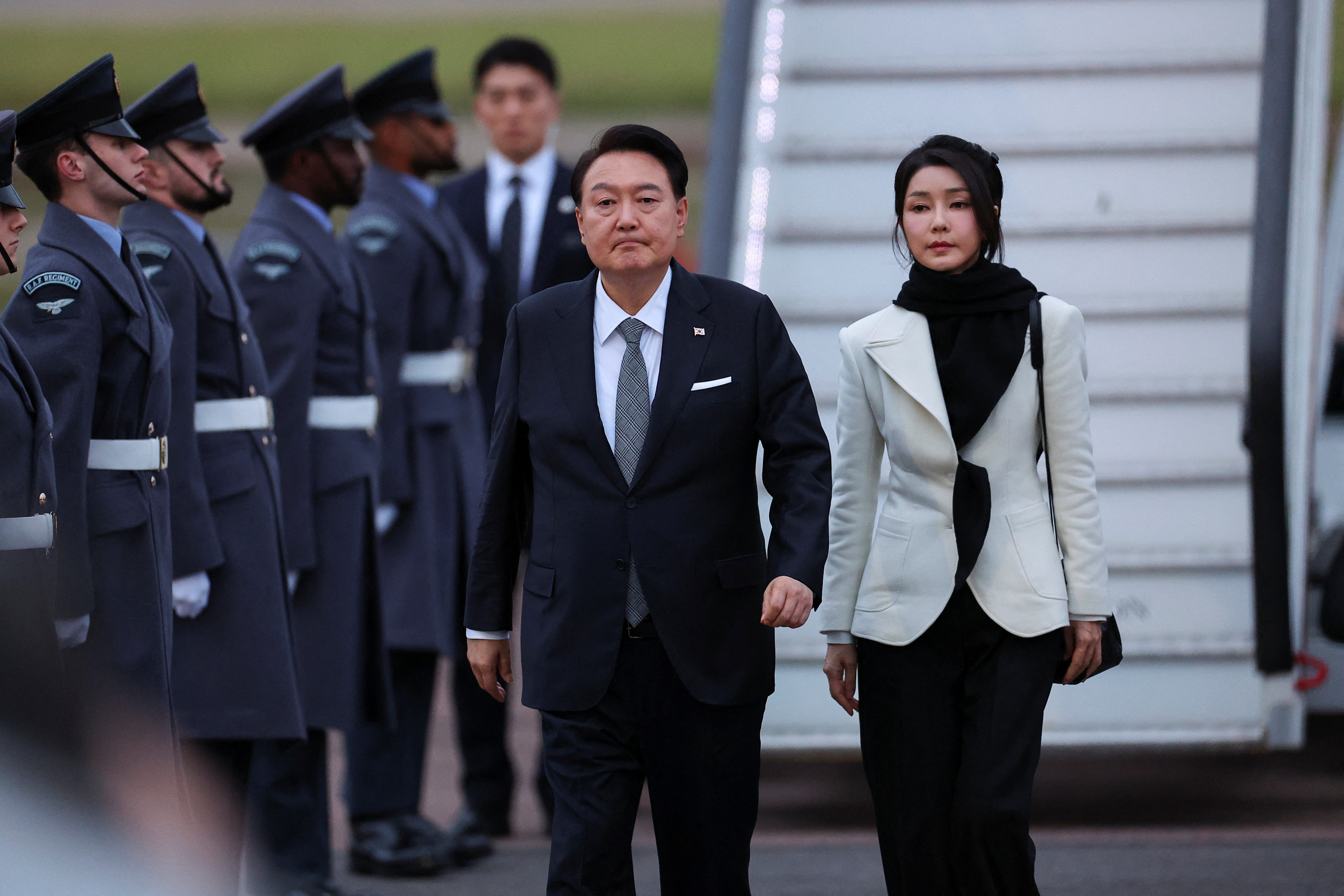 South Korean President Yoon Suk Yeol arrives in the UK for state visit