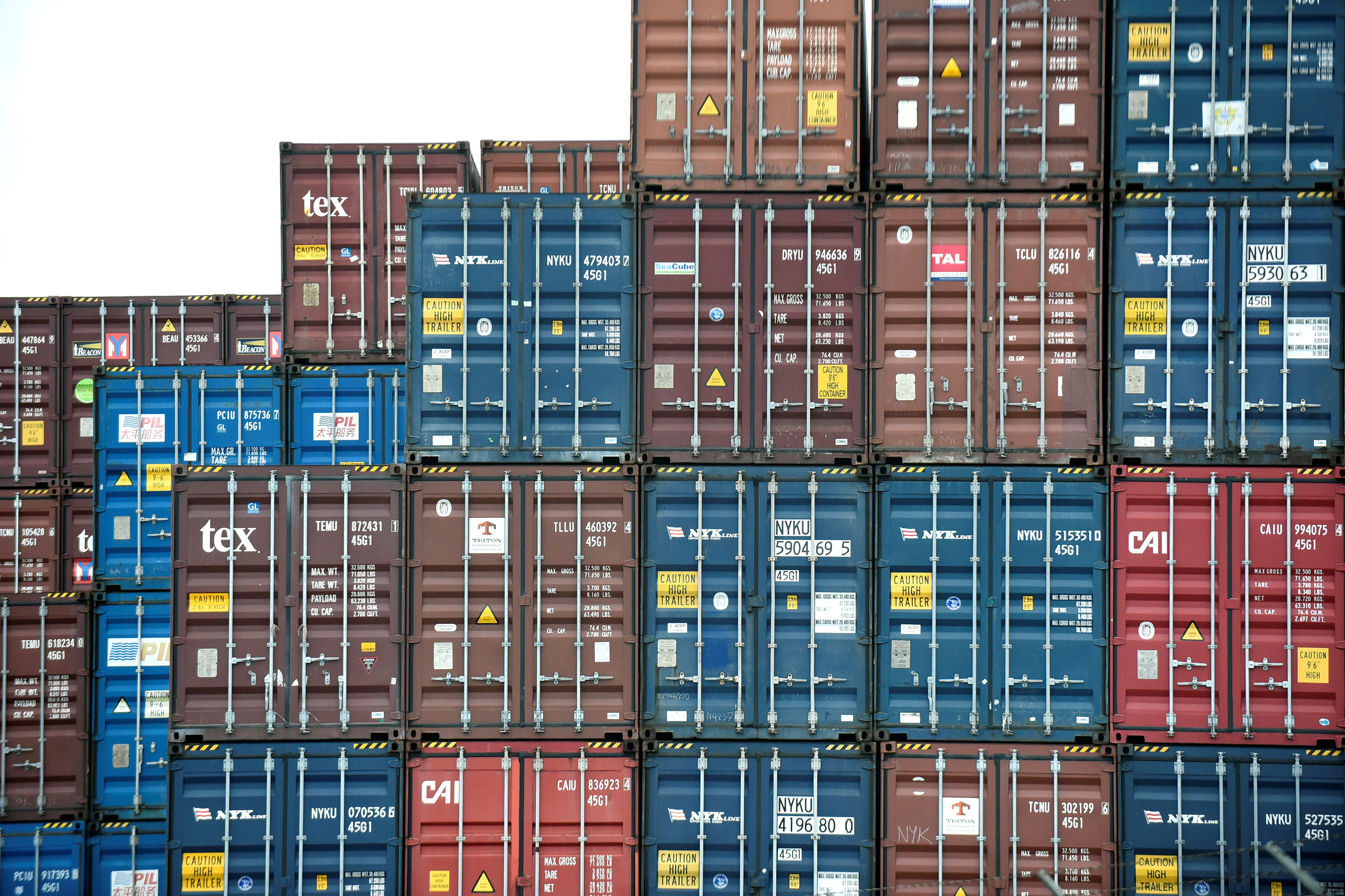 Containers are seen at the port in San Pedro, California
