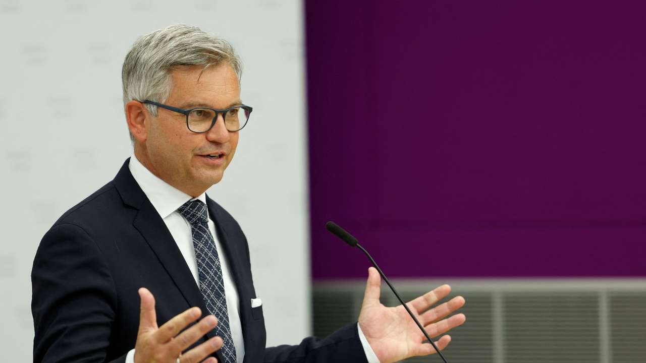 Austrian Finance Minister Brunner attends a press conference in Vienna