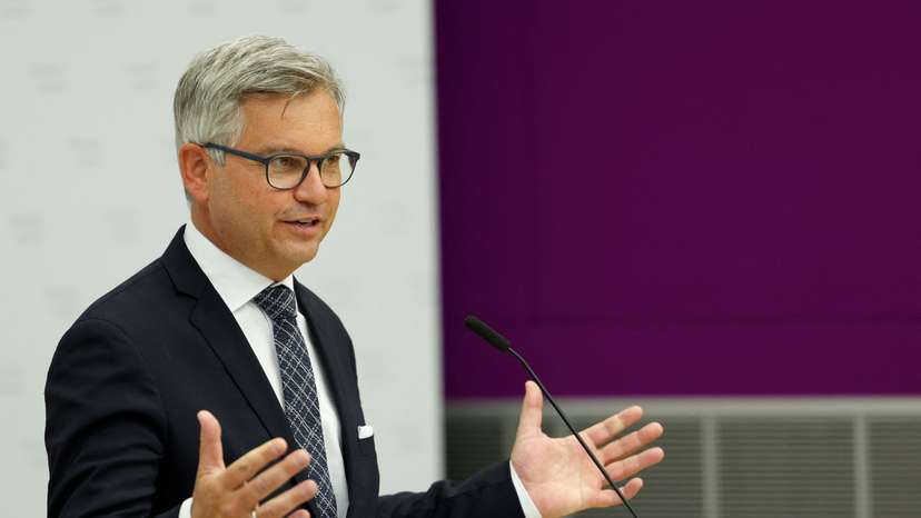 Austrian Finance Minister Brunner attends a press conference in Vienna