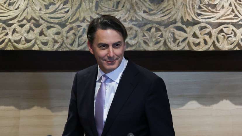 U.S. special envoy Amos Hochstein arrives to speak to the media after meeting with Lebanese Parliament Speaker Nabih Berri, in Beirut