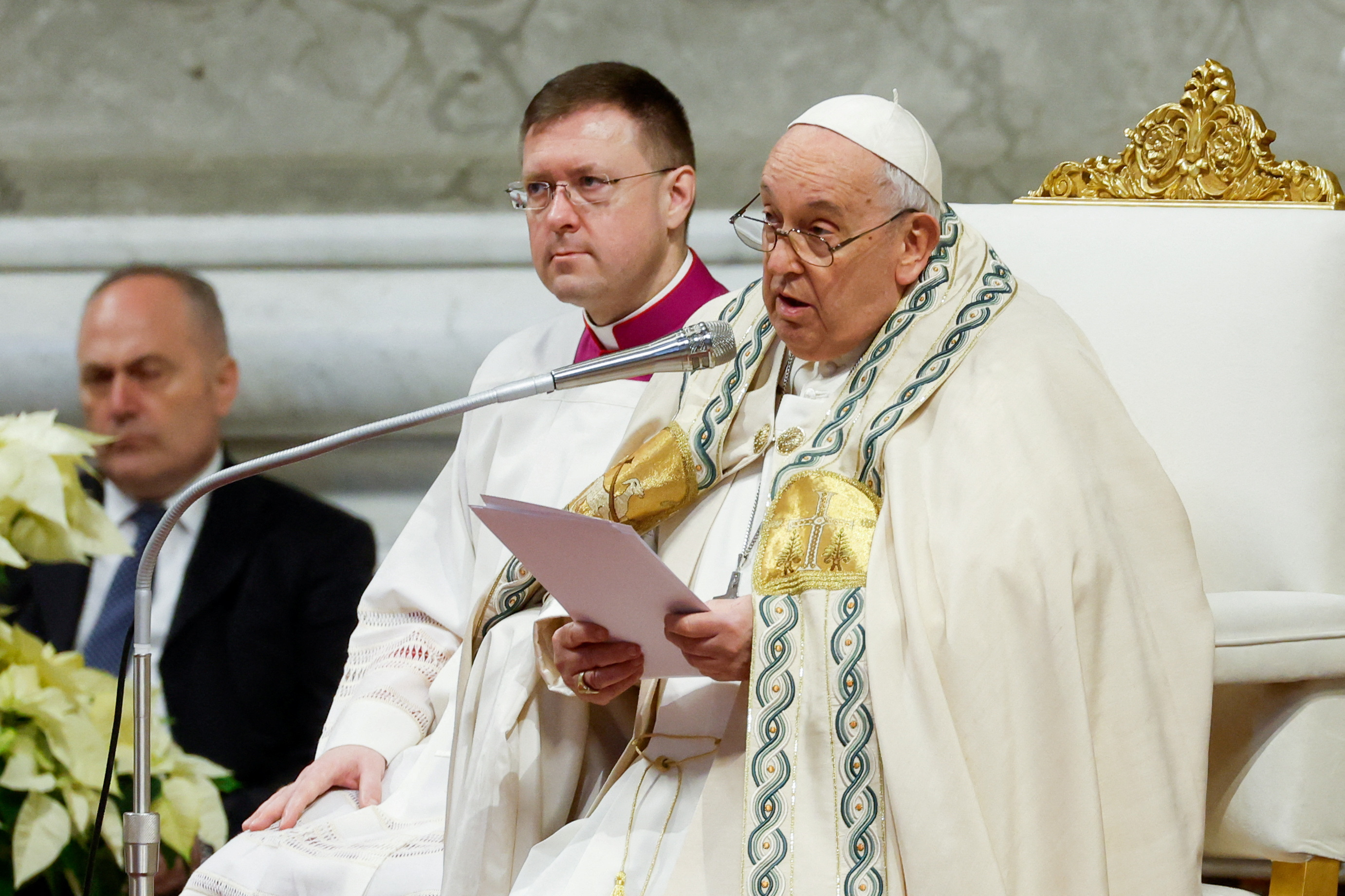 Pope Francis celebrates the World Day of Peace in St. Peter's Basilica at the Vatican