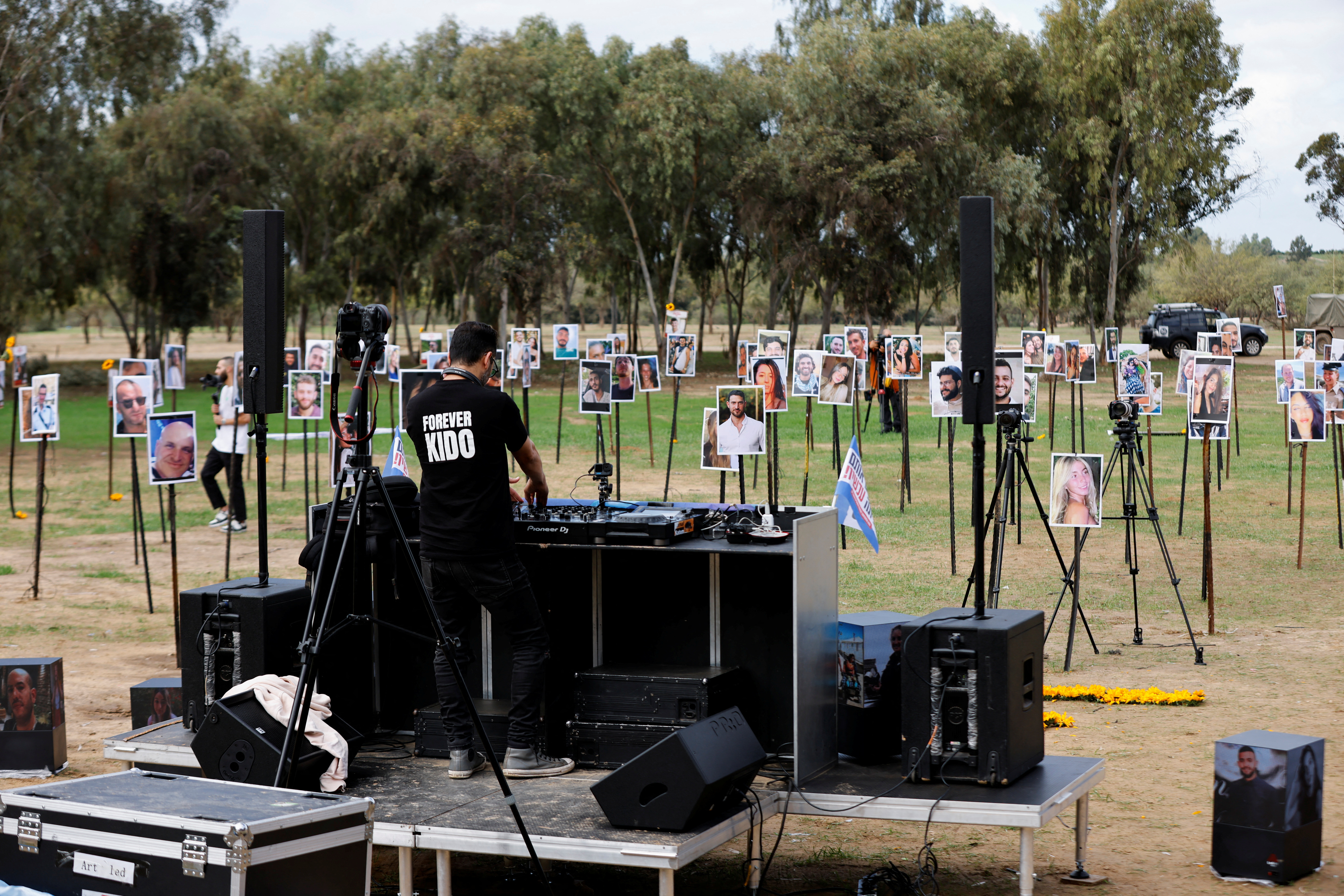Tribute to the people who were killed during the October 7 attack at the site of the Nova festival, in Re'im
