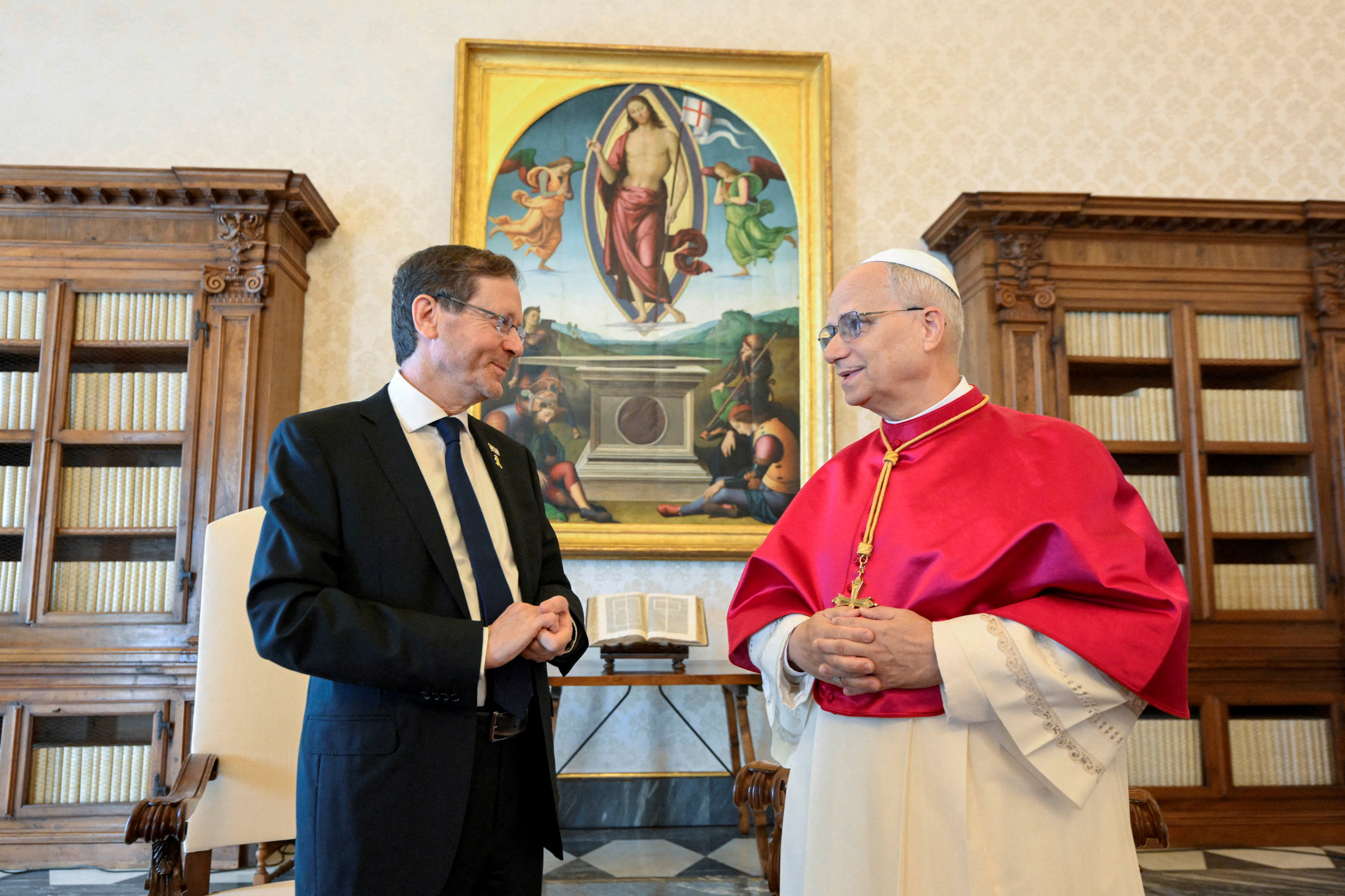 FILE PHOTO: Pope Leo XIV meets Israeli President Isaac Herzog at the Vatican