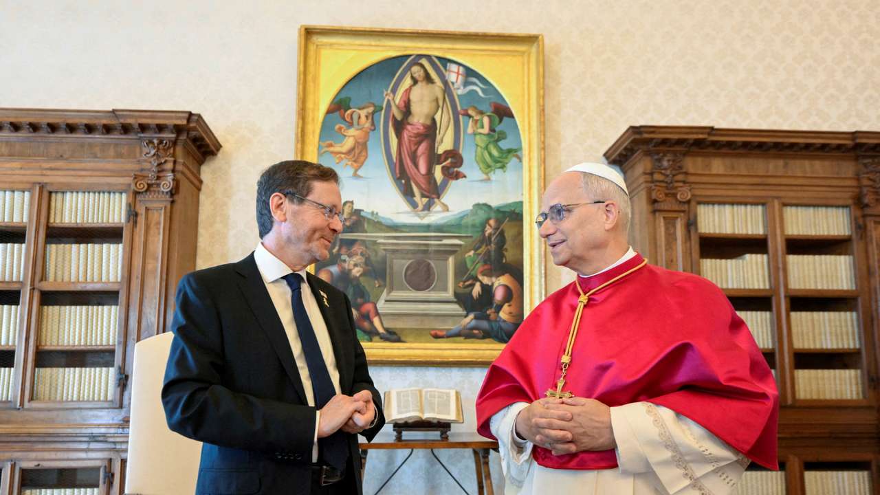 FILE PHOTO: Pope Leo XIV meets Israeli President Isaac Herzog at the Vatican