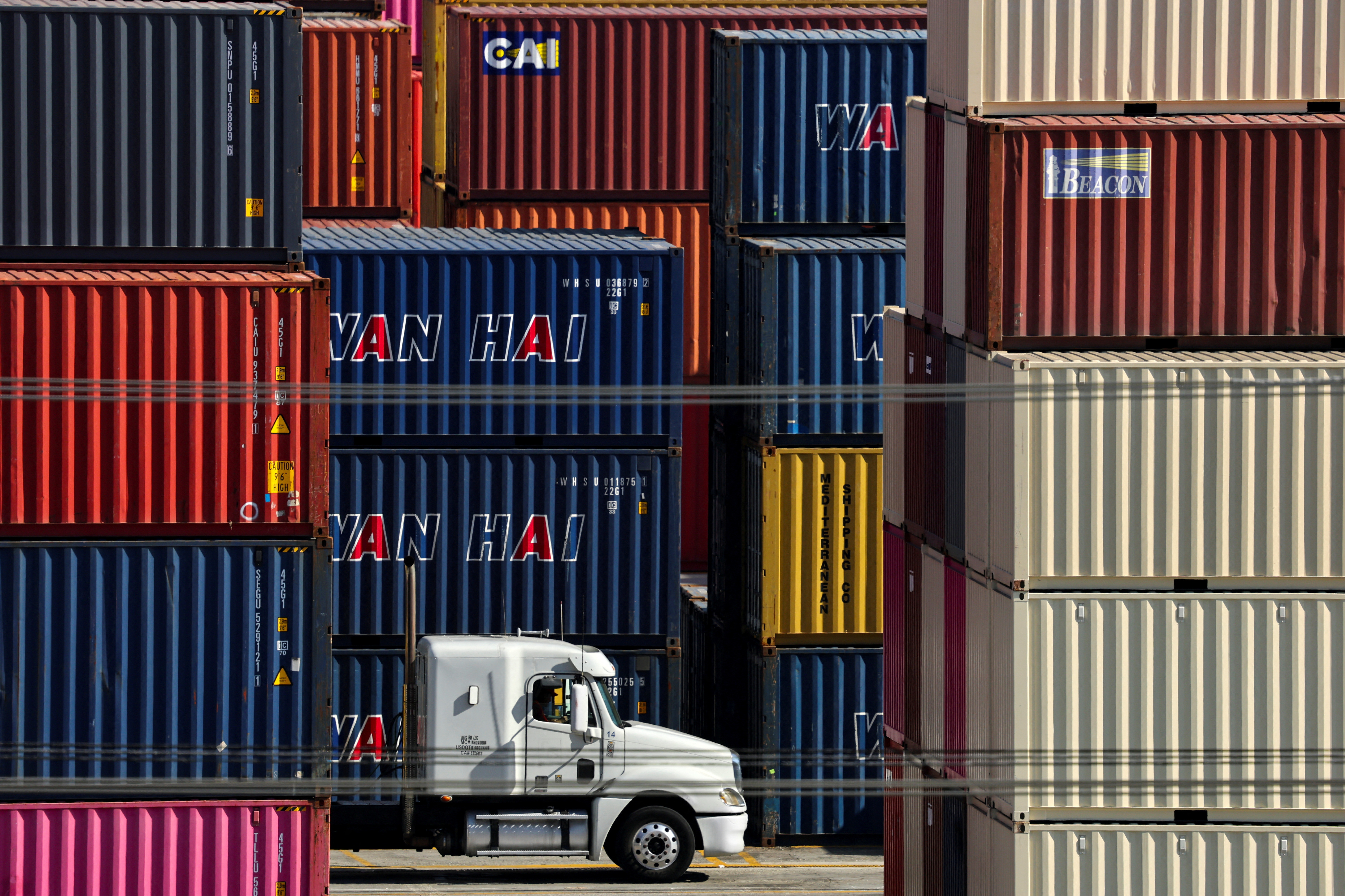 FILE PHOTO: Containers sit at the Port of Los Angeles, in San Pedro, California