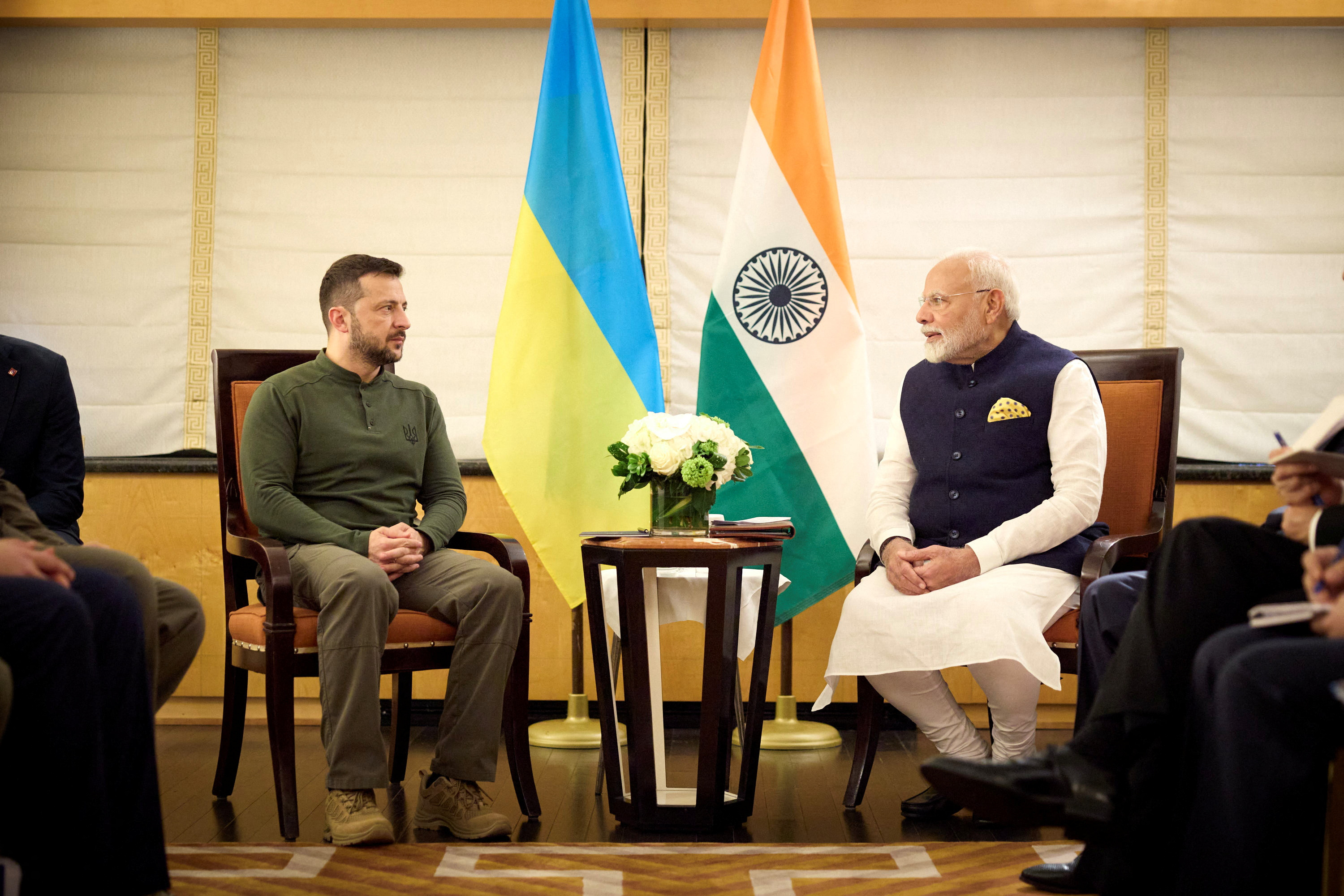 Ukraine's President Zelenskiy and PM of India Modi attend a meeting in New York