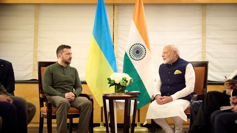 Ukraine's President Zelenskiy and PM of India Modi attend a meeting in New York