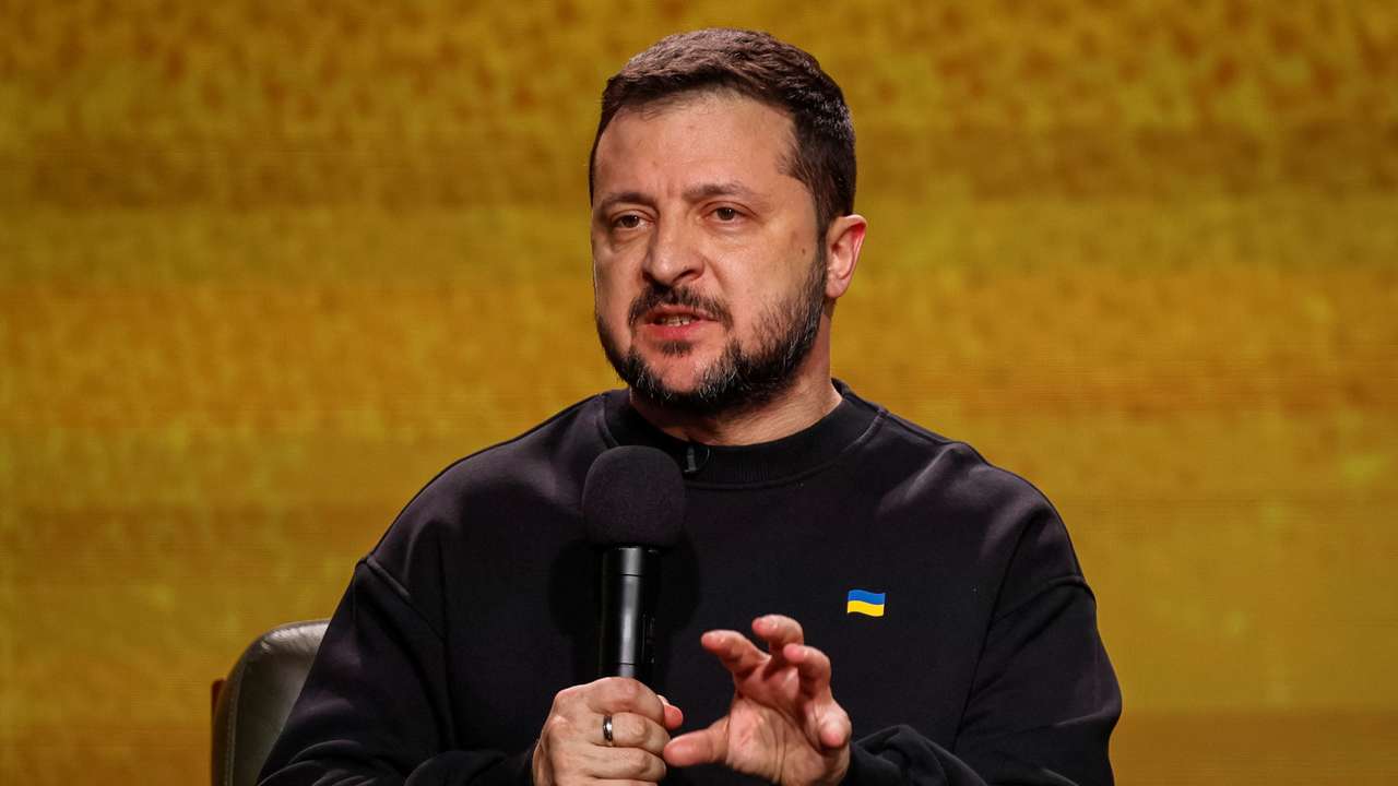 Ukraine's President Zelenskiy holds a press conference in Kyiv