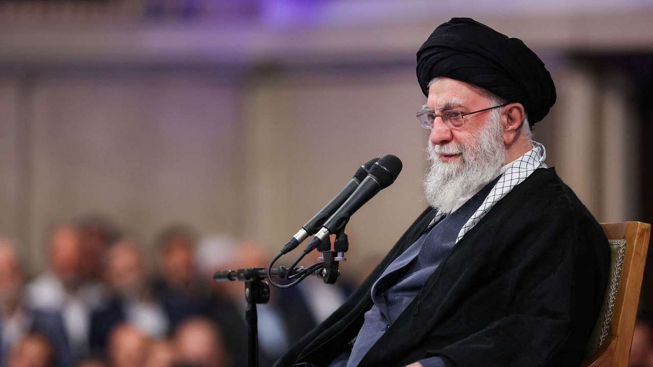 Iran's Supreme Leader Ayatollah Ali Khamenei speaks during a meeting in Tehran