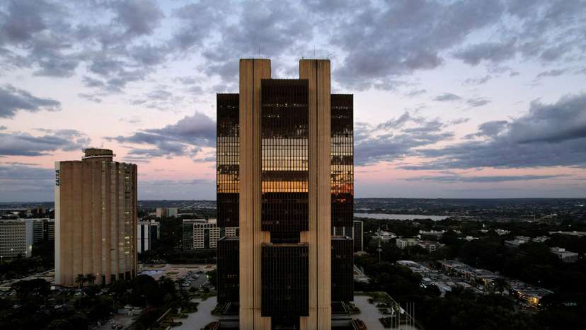 FILE PHOTO: A drone view shows the Central Bank headquarters building during sunset in Brasilia, Brazil