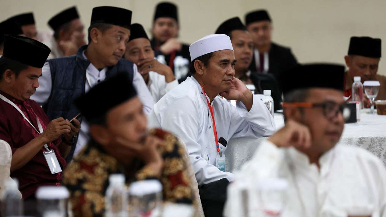Muslim clerics attend a sermon on the importance of managing inflation, in Majalengka