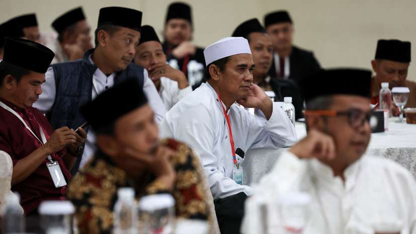 Muslim clerics attend a sermon on the importance of managing inflation, in Majalengka