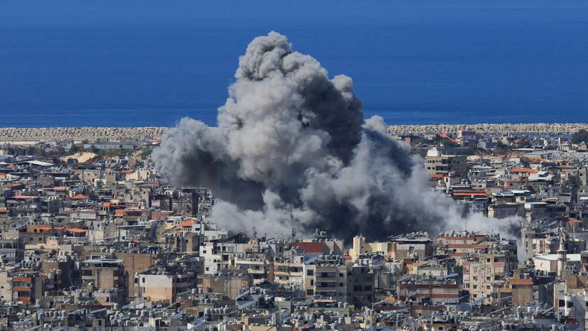 Smoke billows after an Israeli strike on Beirut's southern suburbs