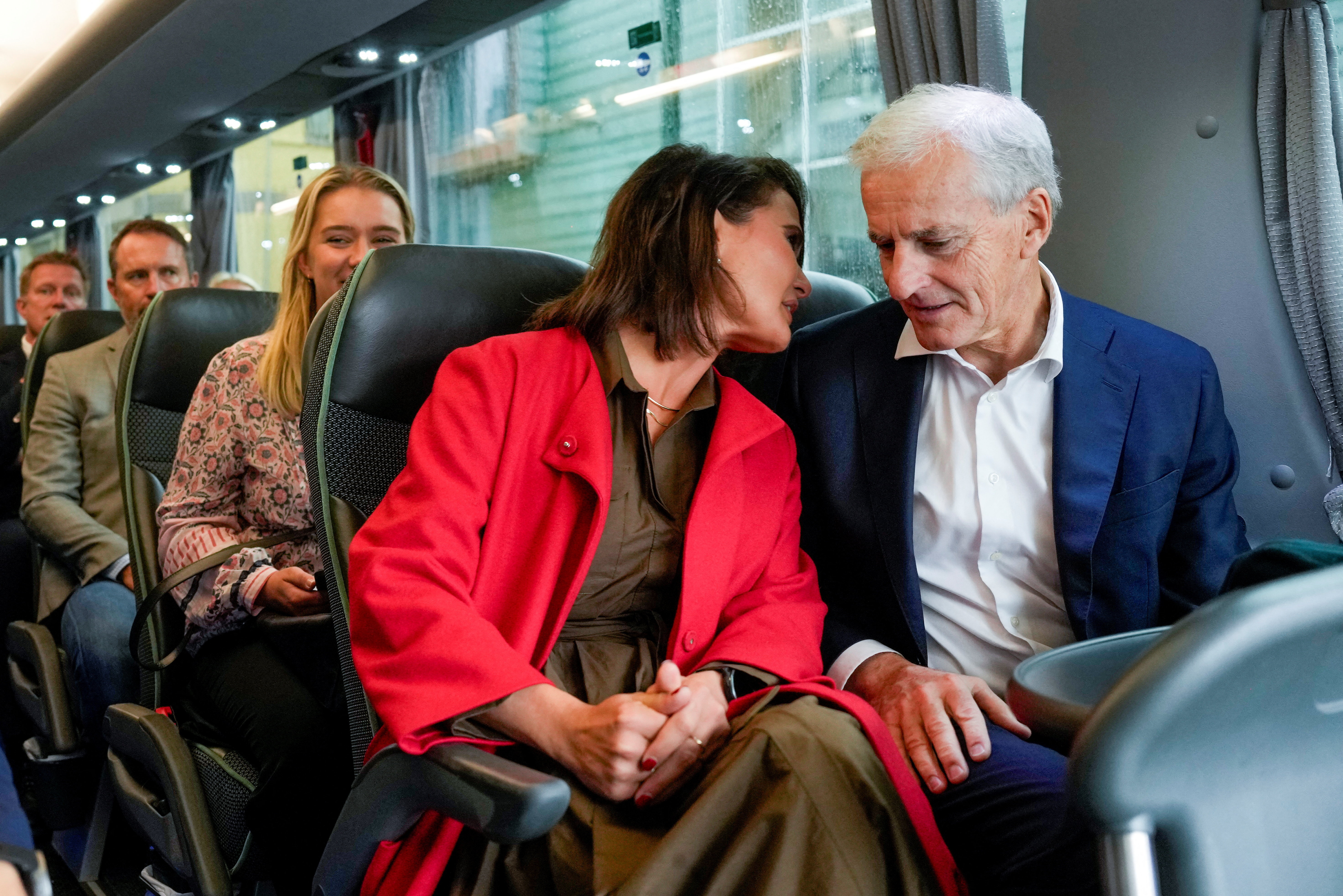 Norway's Prime Minister Jonas Gahr Store on election tour in Stavanger