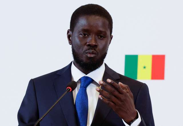 Senegal's president-elect Bassirou Diomaye Faye speaks during a press conference in Dakar