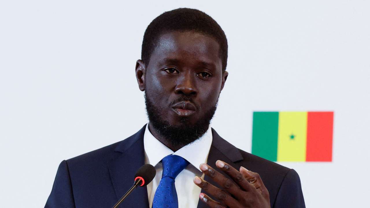 Senegal's president-elect Bassirou Diomaye Faye speaks during a press conference in Dakar