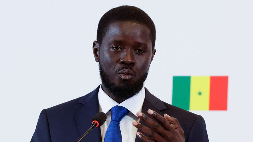 Senegal's president-elect Bassirou Diomaye Faye speaks during a press conference in Dakar