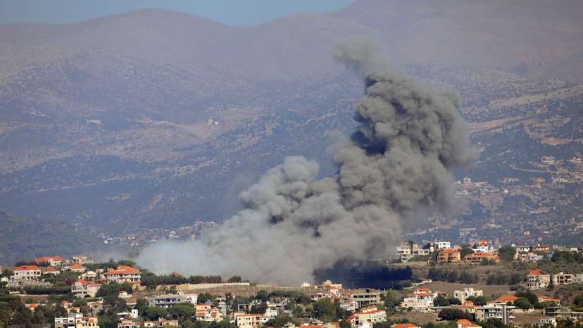 Smoke billows over Khiam