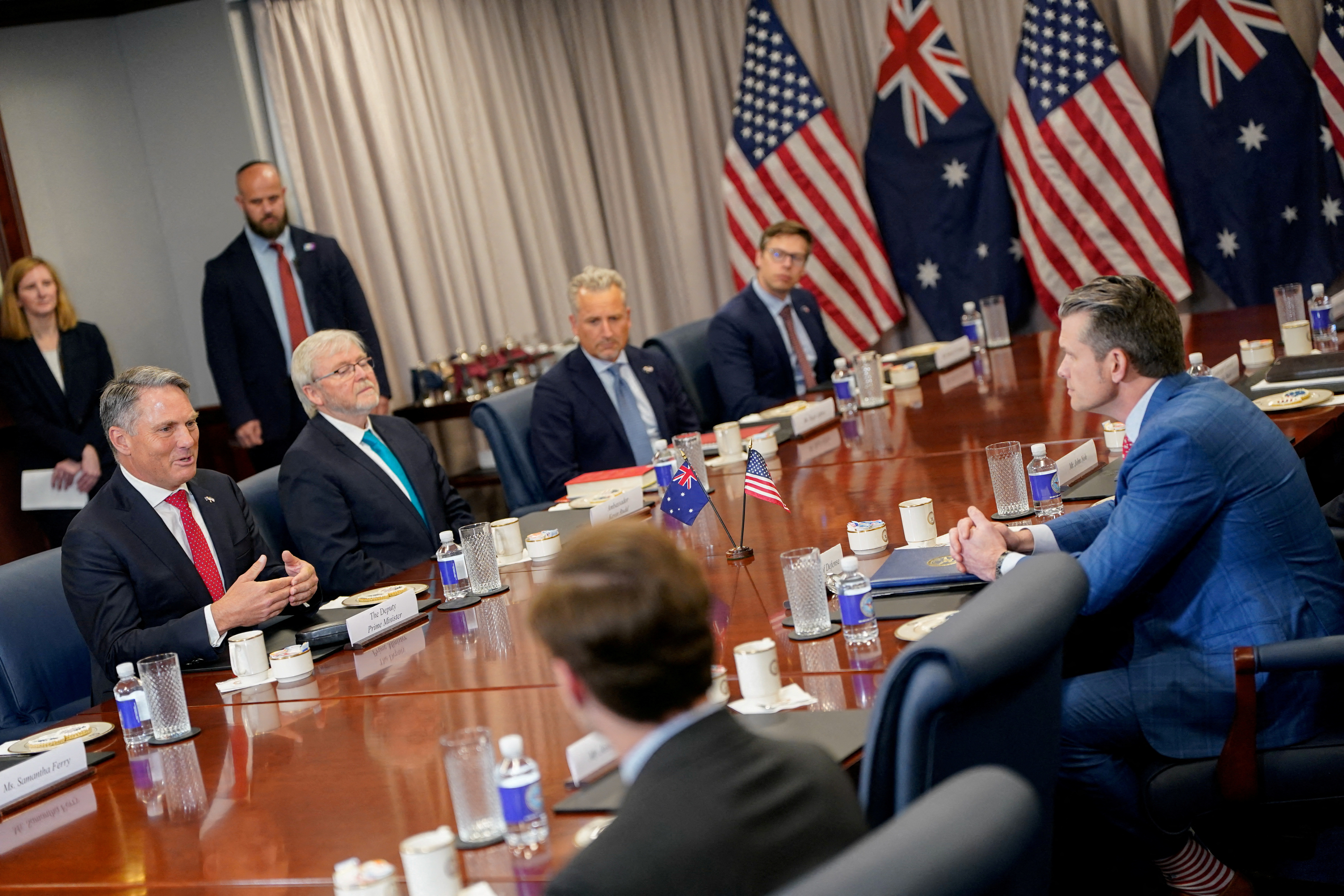 FILE PHOTO: U.S. Defense Secretary Hegseth meets Australian Defence Minster Marles at Pentagon