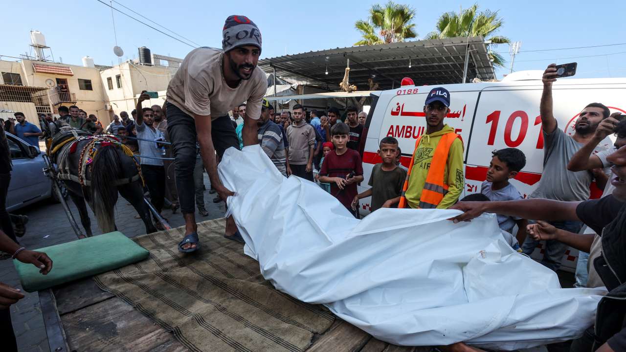 Aftermath of an Israeli strike in Deir Al-Balah