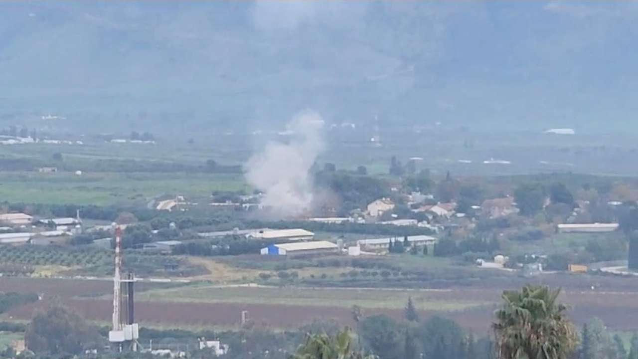 Smoke rises above Kfar Yuval following a rocket strike near Israel's Lebanese border in northern Israel