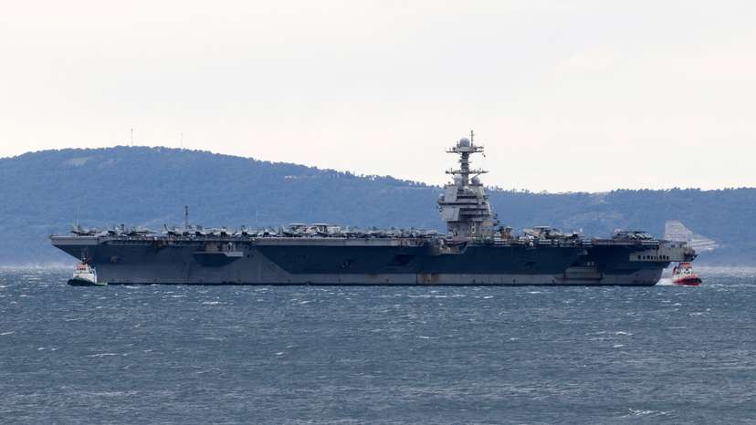 U.S. aircraft carrier "Gerald R. Ford" holds position in front of Split, in the Adriatic Sea