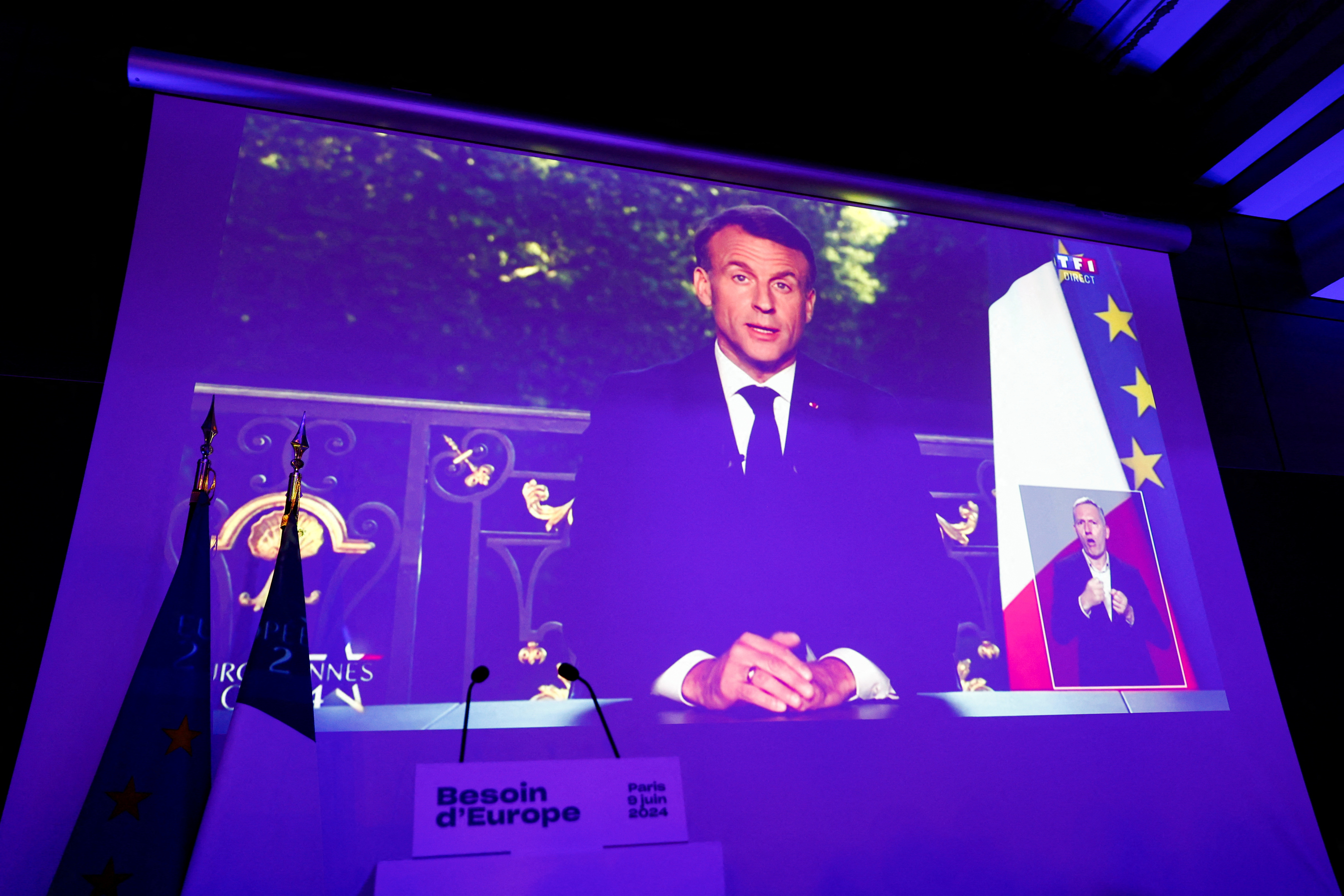 Valerie Hayer, head of the Renaissance list, reacts to EU election results in France