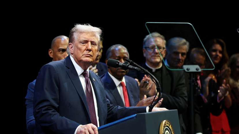 U.S. President Trump delivers remarks to the White House Religious Liberty Commission, in Washington, D.C.