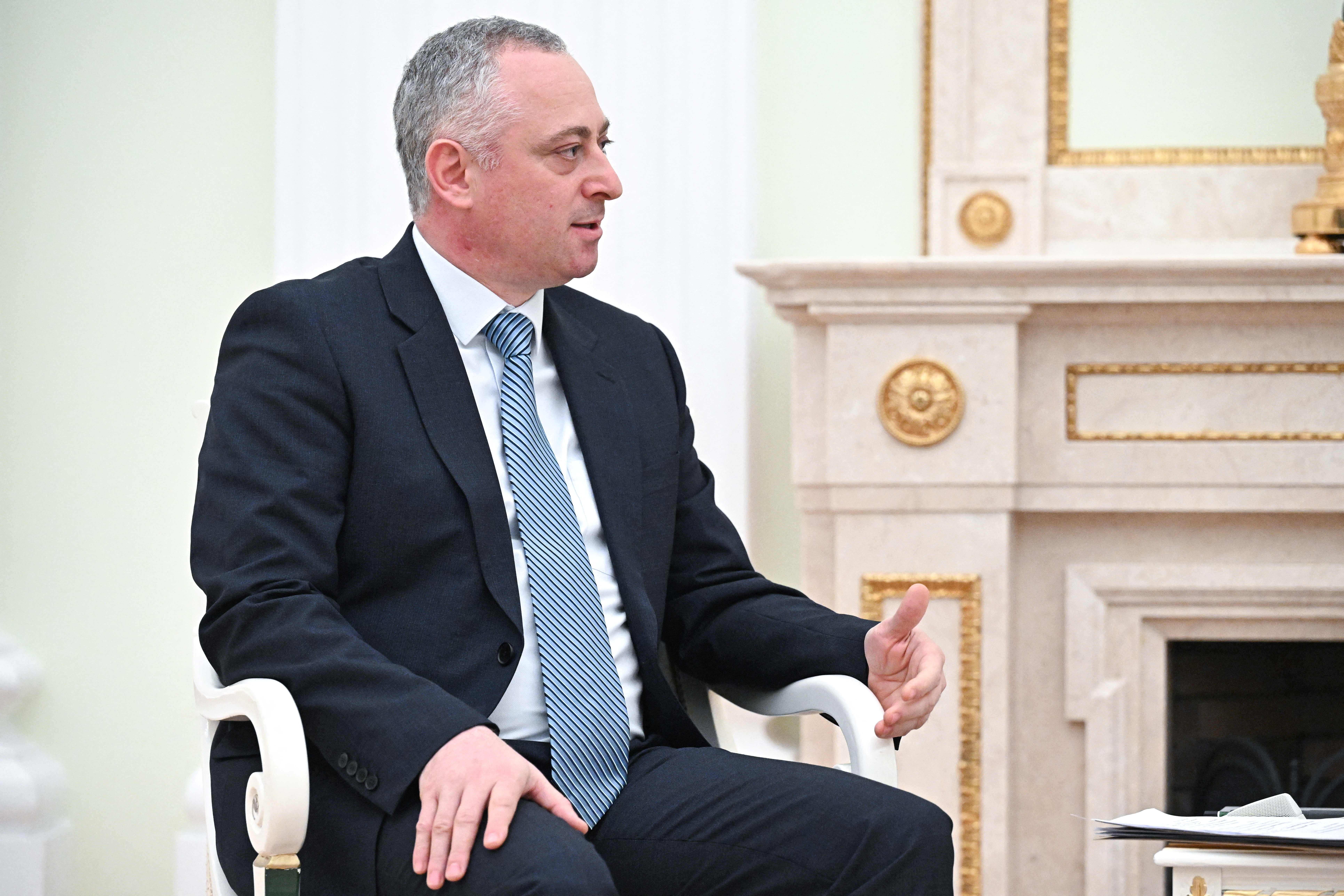 Russia's President Putin and new President of Georgia's breakaway region of Abkhazia, Gunba, meet in Moscow