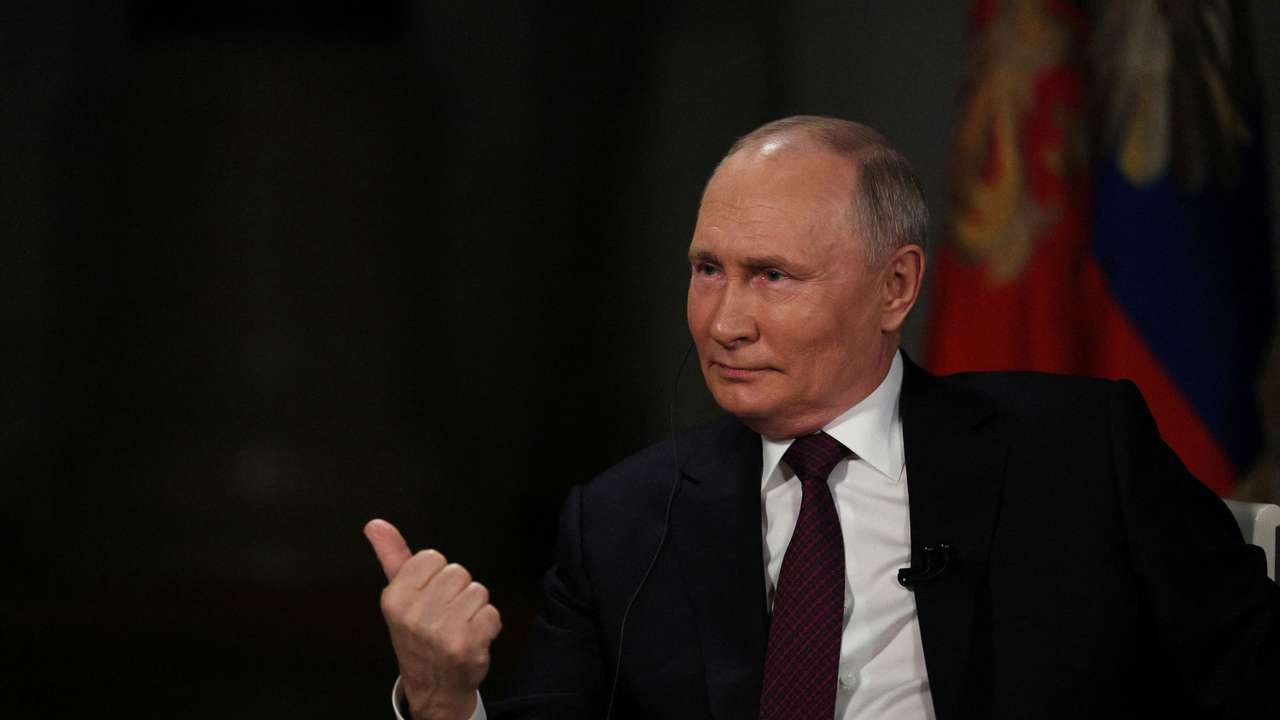 Russian President Vladimir Putin gives interview to U.S. television host Tucker Carlson in Moscow