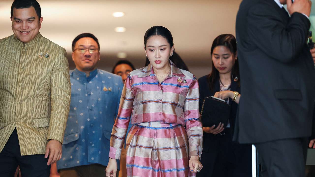 Thailand's Prime Minister Paetongtarn Shinawatra walks after a cabinet meeting at the Government House in Bangkok