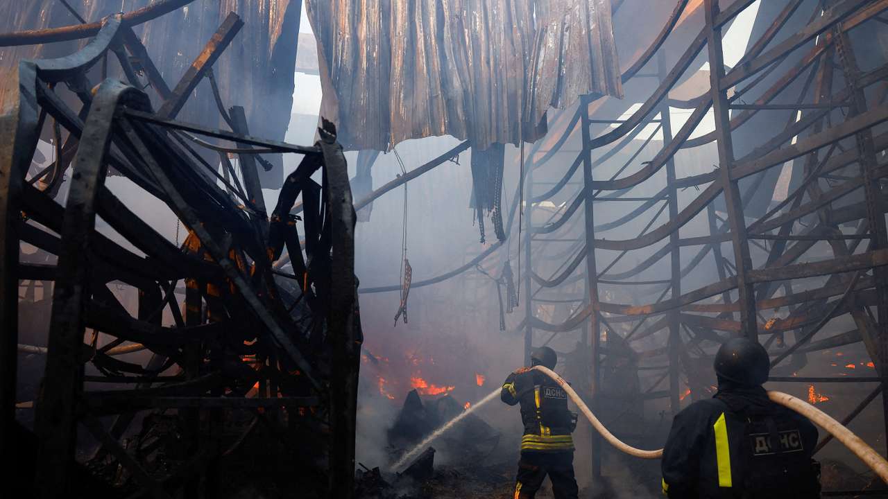 Aftermath of a Russian air strike, in Kharkiv
