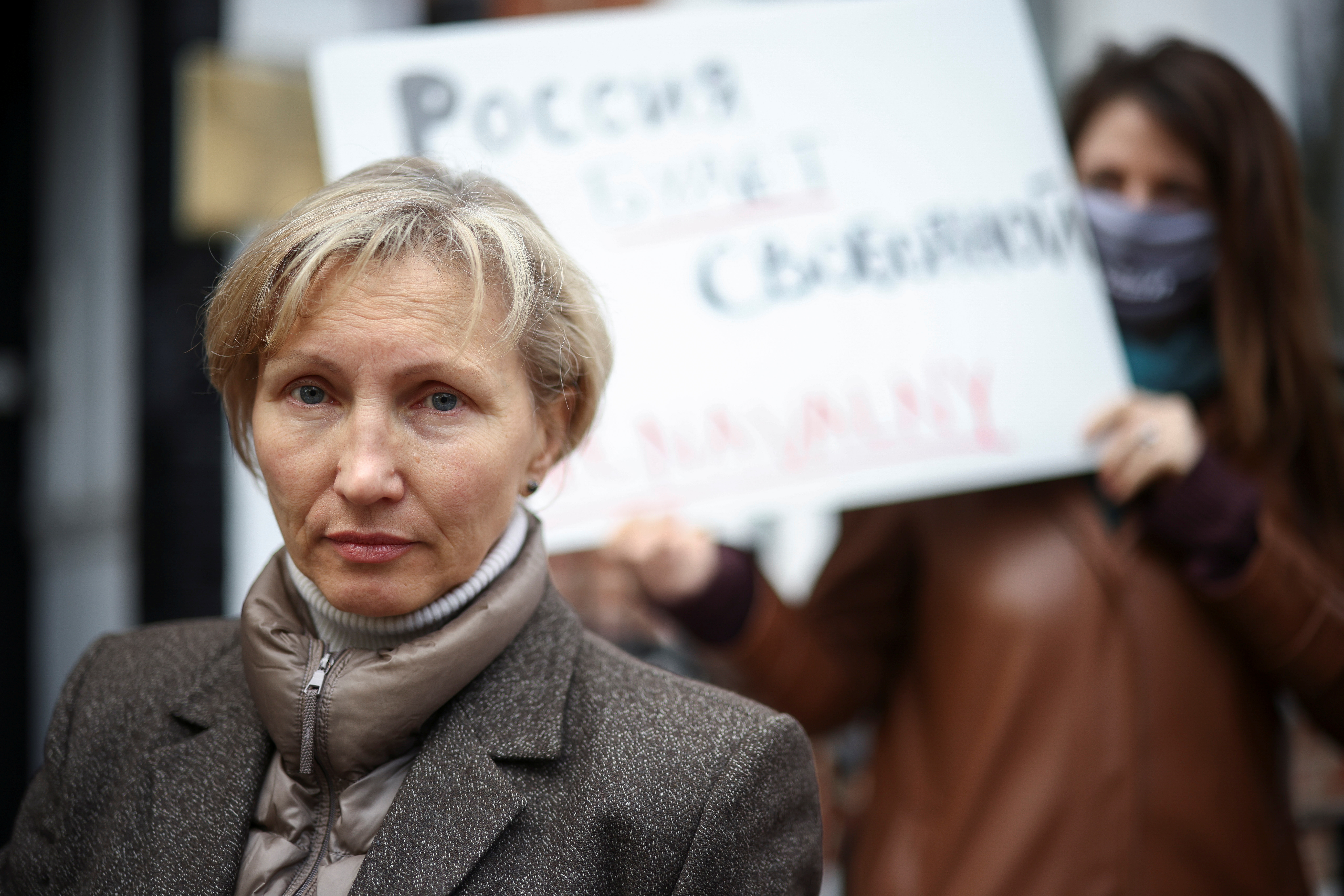 FILE PHOTO: Navalny supporters hold a rally in London