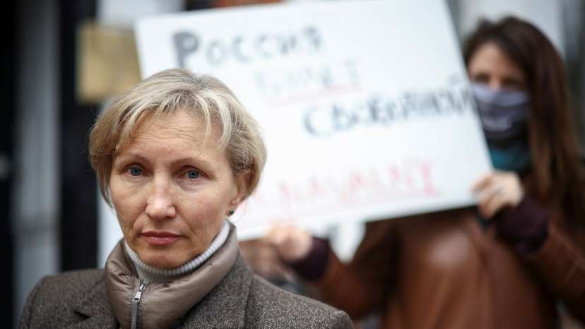 FILE PHOTO: Navalny supporters hold a rally in London