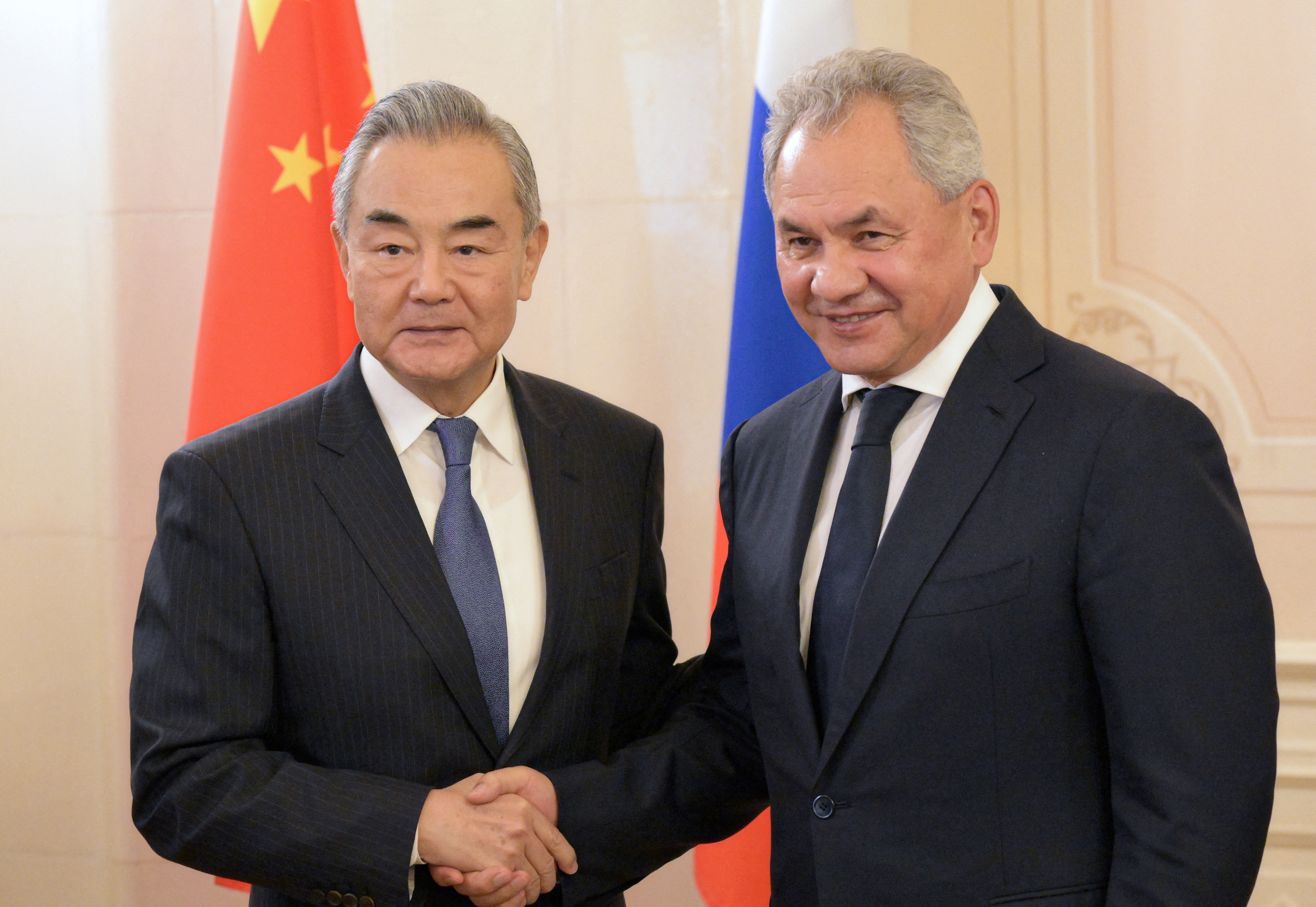 Russian Security Council's Secretary Sergei Shoigu meets with China's Foreign Minister Wang Yi in Saint Petersburg