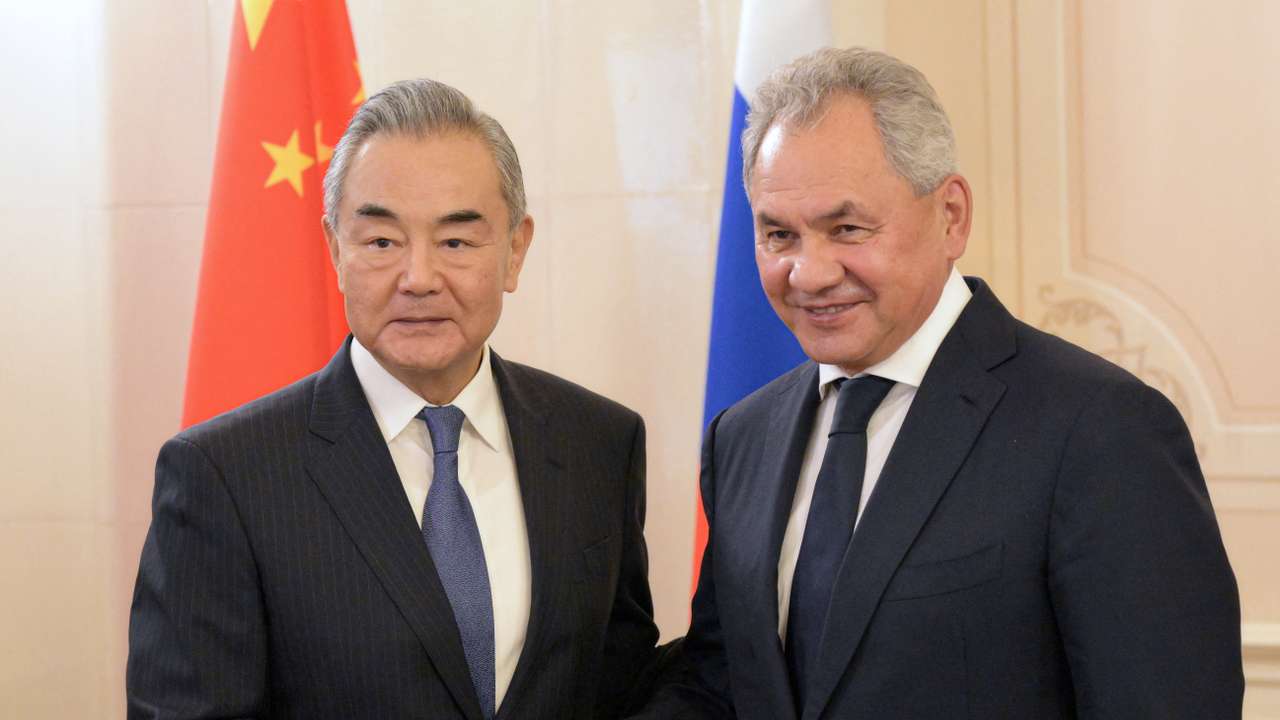 Russian Security Council's Secretary Sergei Shoigu meets with China's Foreign Minister Wang Yi in Saint Petersburg
