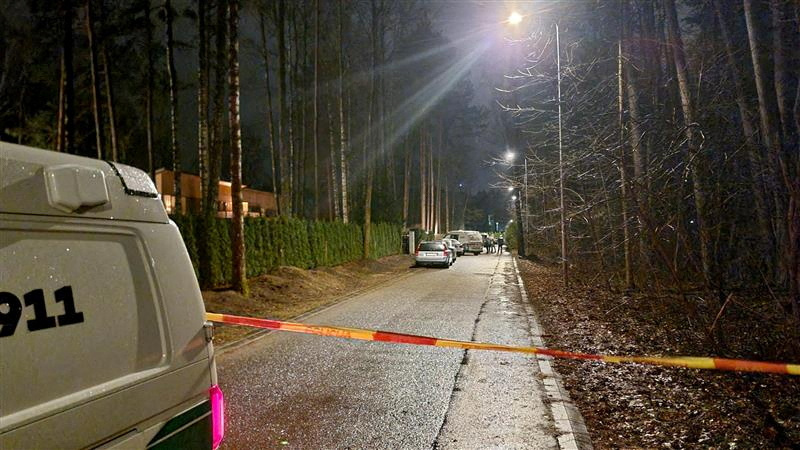 FILE PHOTO: The road outside Leonid Volkov’s house is pictured, in Vilnius