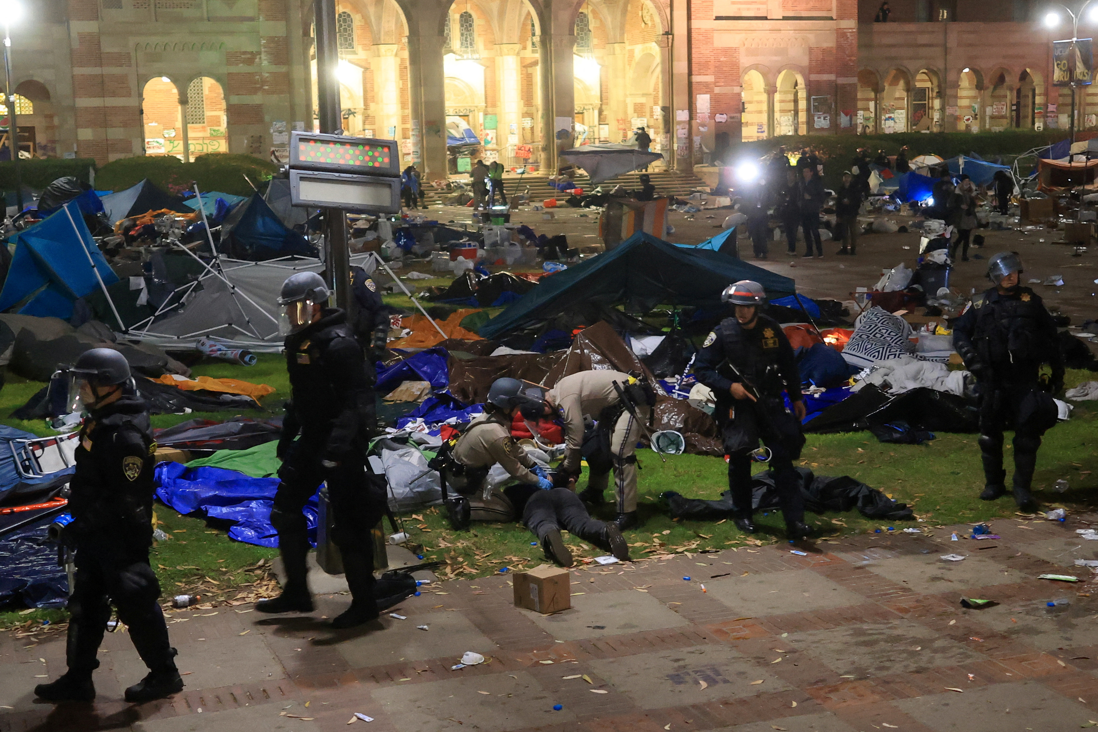 Protesters gather at the University of California Los Angeles