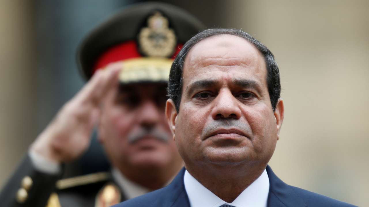 FILE PHOTO: Egyptian President Abdel Fattah al-Sisi attends a military ceremony in the courtyard of the Hotel des Invalides in Paris