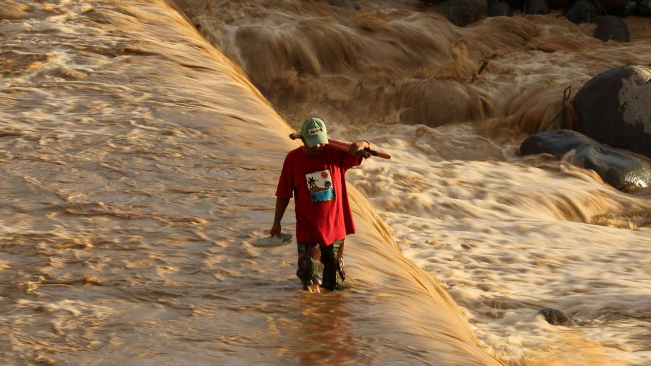 Area hit by flash floods in Padang, West Sumatra
