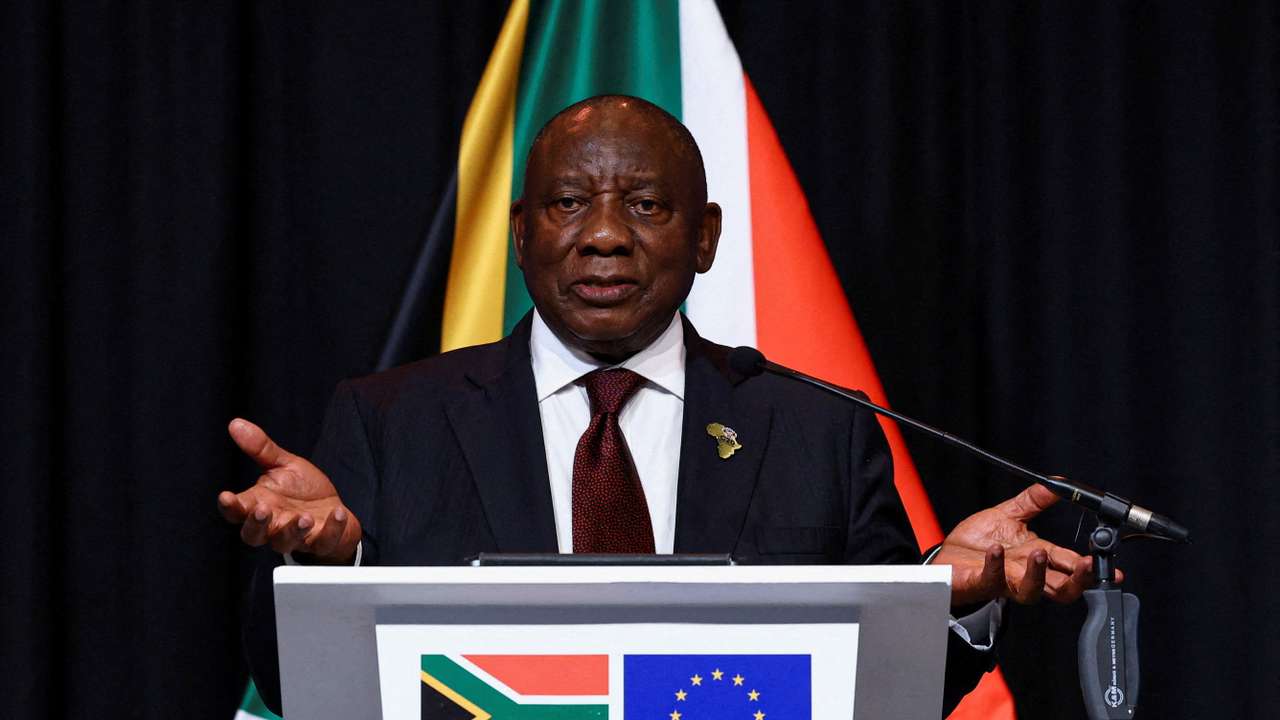Press conference with South Africa's President Ramaphosa, European Commission President von der Leyen and European Council President Costa, in Johannesburg