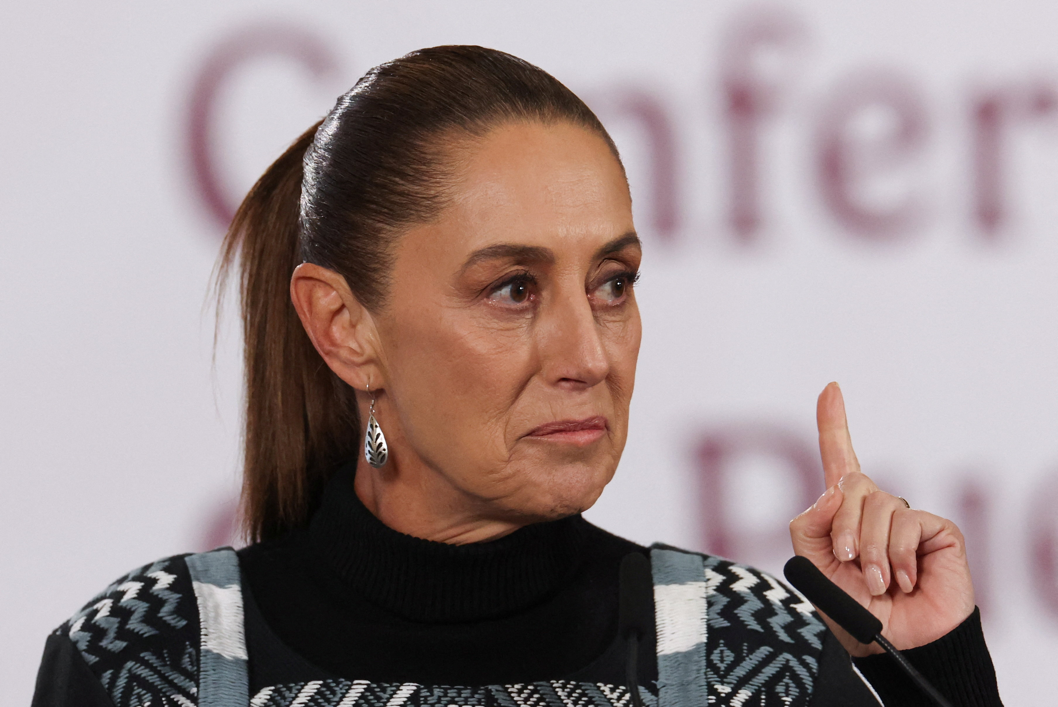 Mexican President Claudia Sheinbaum holds a press conference in Mexico City