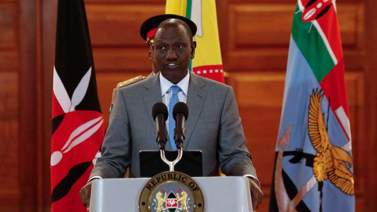 Kenya's President William Ruto speaks at a press conference in Nairobi