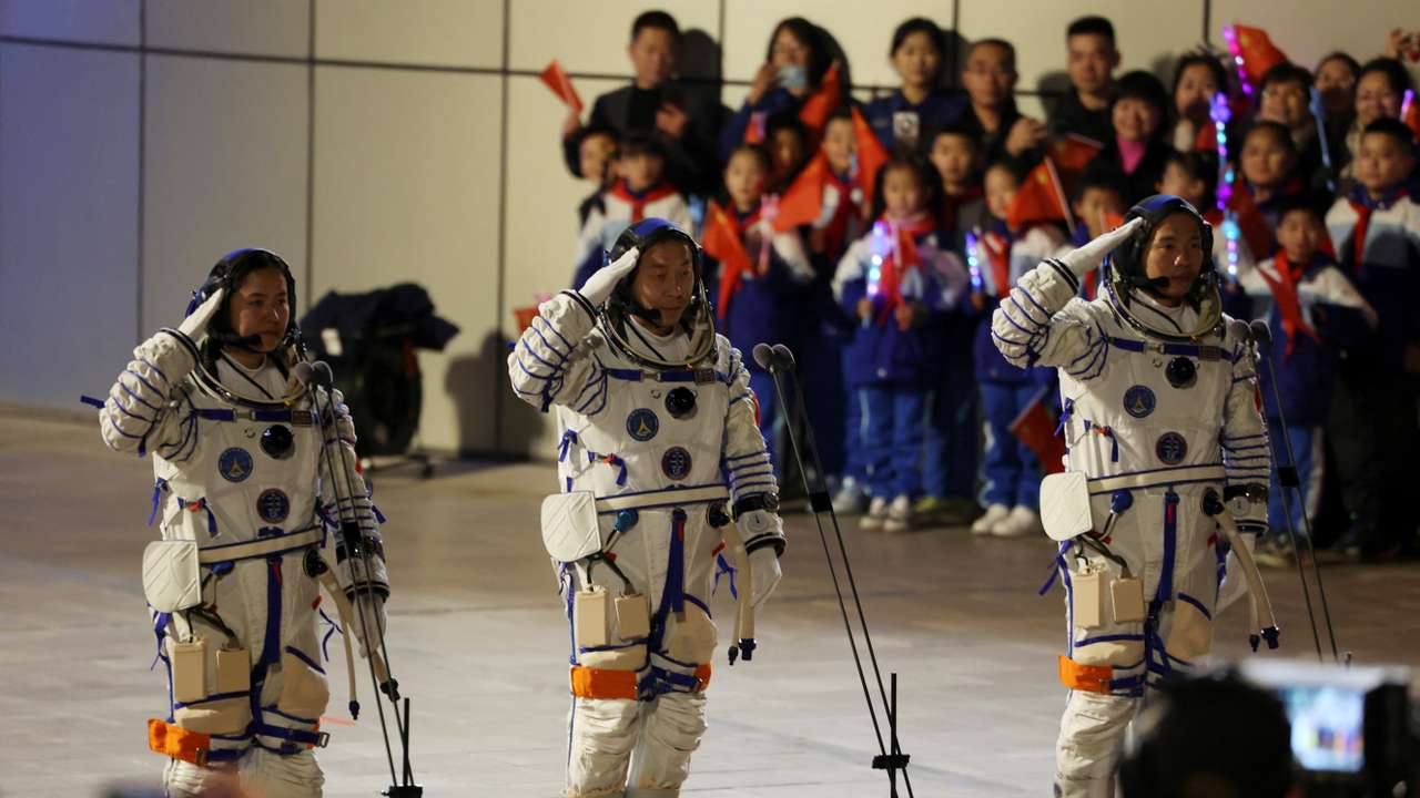 See-off ceremony before the Shenzhou-19 spaceflight mission at Jiuquan Satellite Launch Center