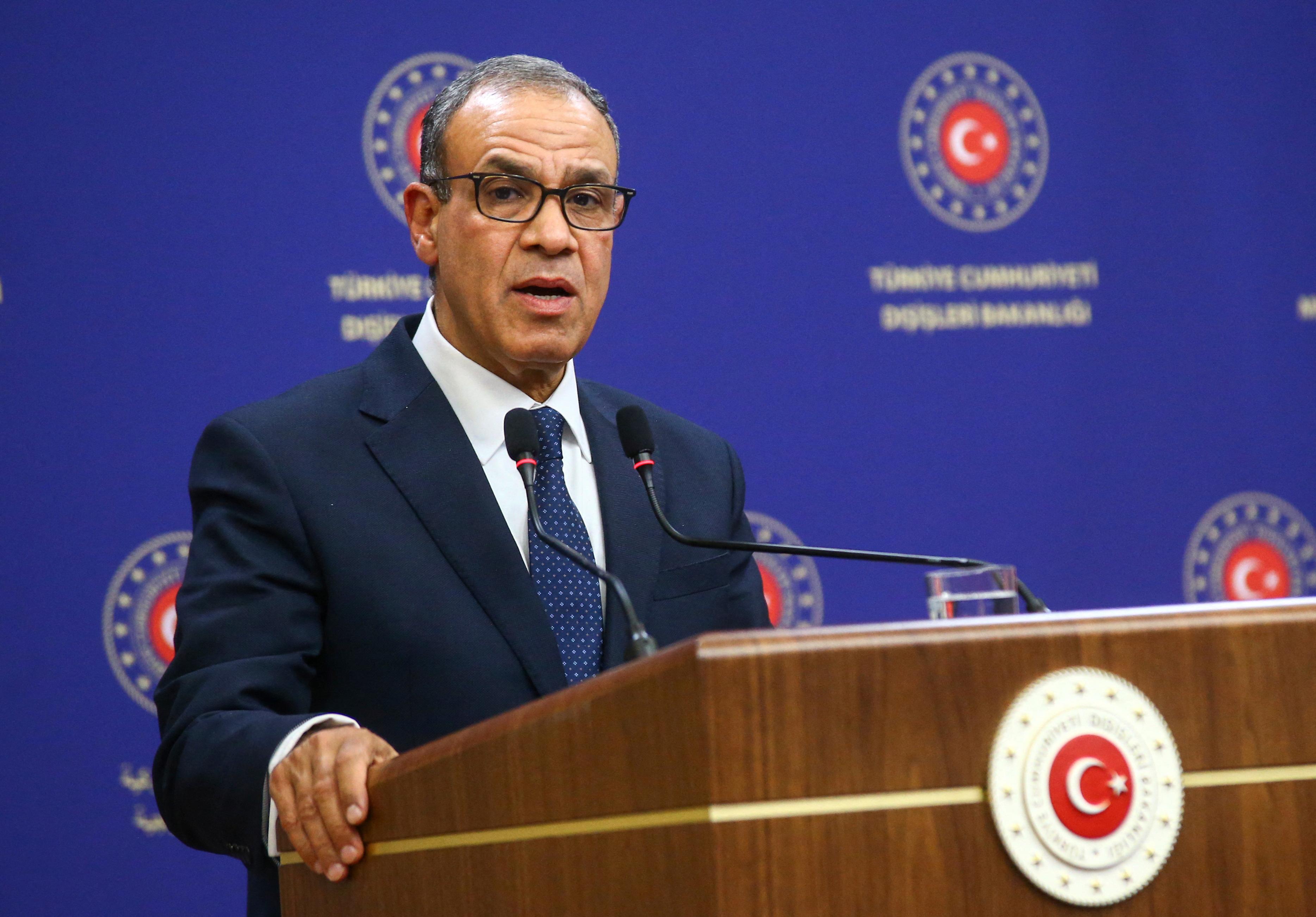 Turkish Foreign Minister Hakan Fidan and his Egyptian counterpart Badr Abdelatty attend a joint press conference in Ankara