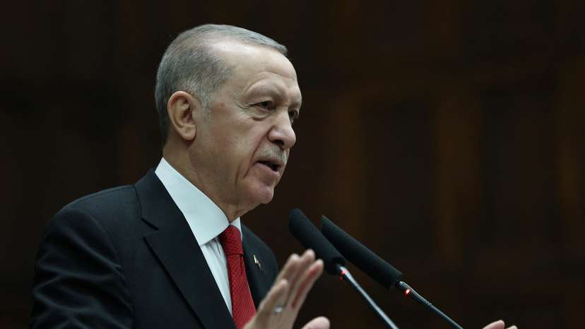 Turkey's President Erdogan addresses AKP lawmakers at the Parliament in Ankara